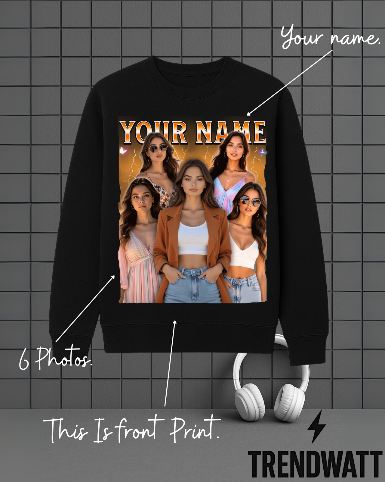Custom Name & 6 Photos | Personalized Memory Sweatshirt