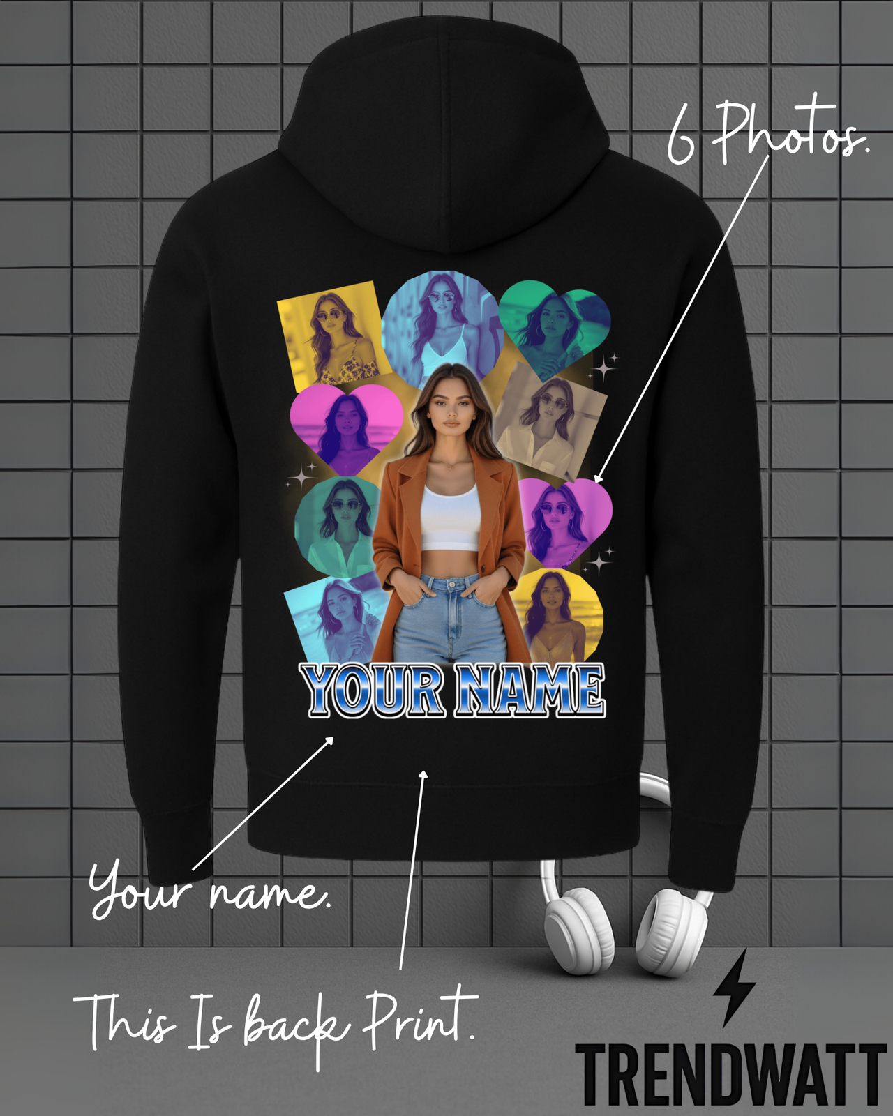 Custom Name & 6 Photos | Personalized Hoodie