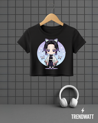 Thumbnail for Shinobu Kocho | Elegant Demon Slayer Crop Top