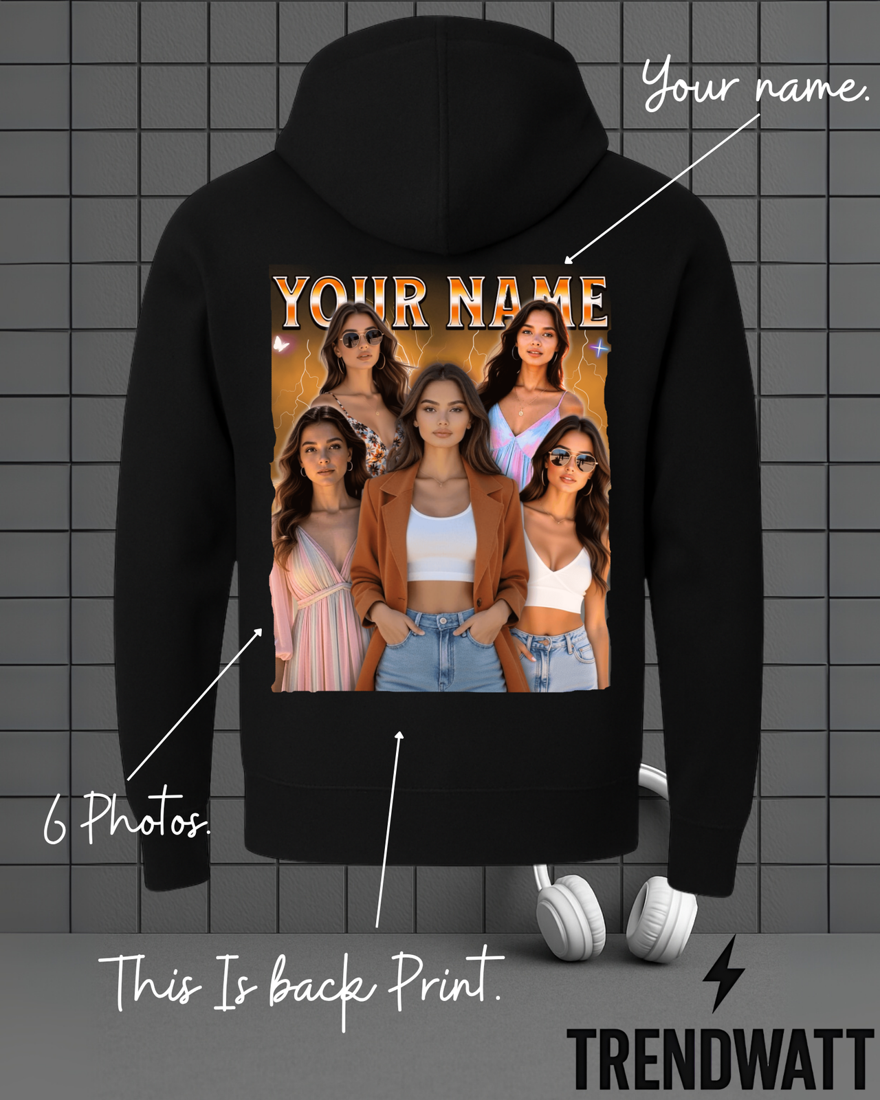 Custom Name & 6 Photos | Personalized Memory Hoodie