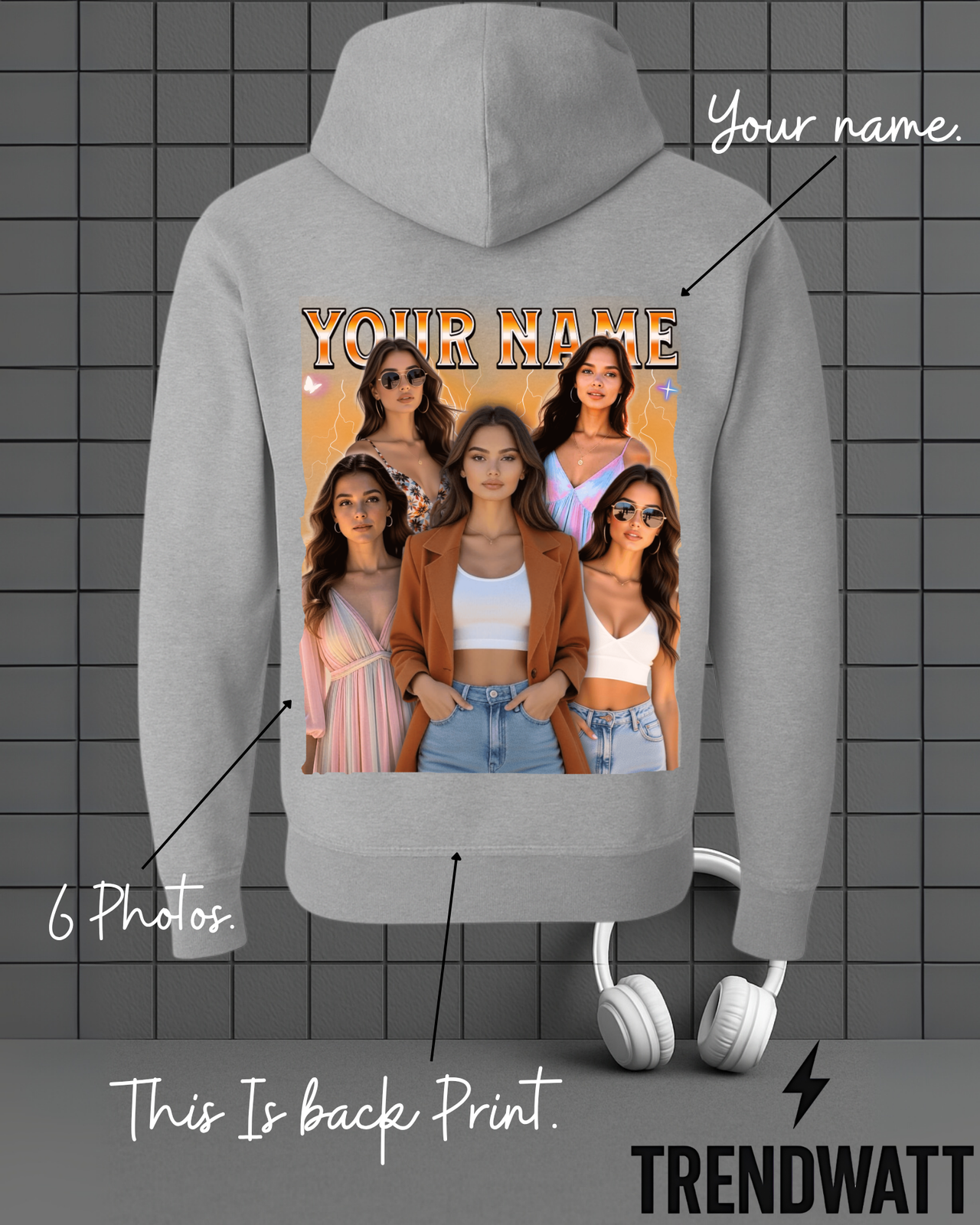 Custom Name & 6 Photos | Personalized Memory Hoodie