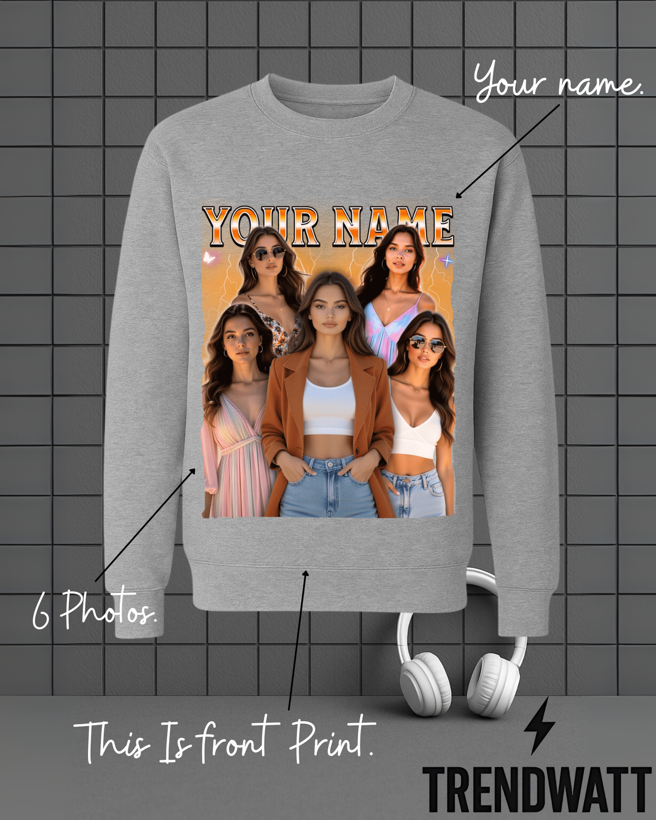 Custom Name & 6 Photos | Personalized Memory Sweatshirt