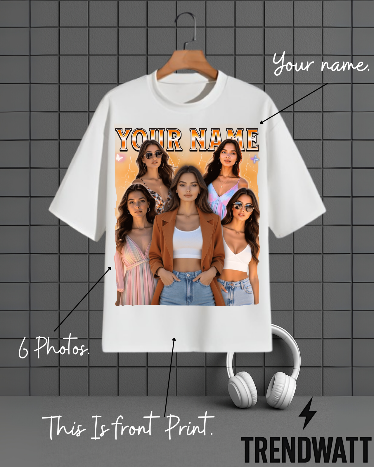 Custom Name & 6 Photos | Personalized Memory T-Shirt