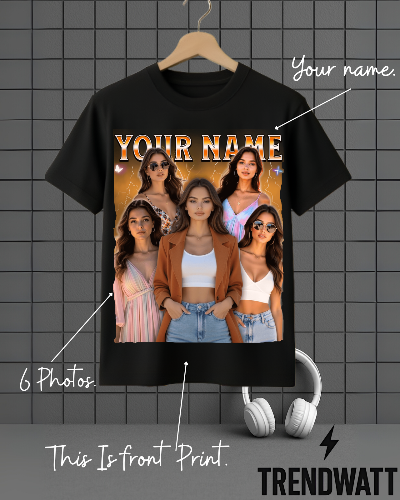 Custom Name & 6 Photos | Personalized Memory T-Shirt