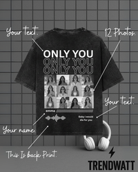 Thumbnail for Custom 12 Photos & Text | Personalized Acid Wash T-Shirt